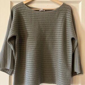 Garnet Hill Pointelle cashmere bell-sleeve sweater